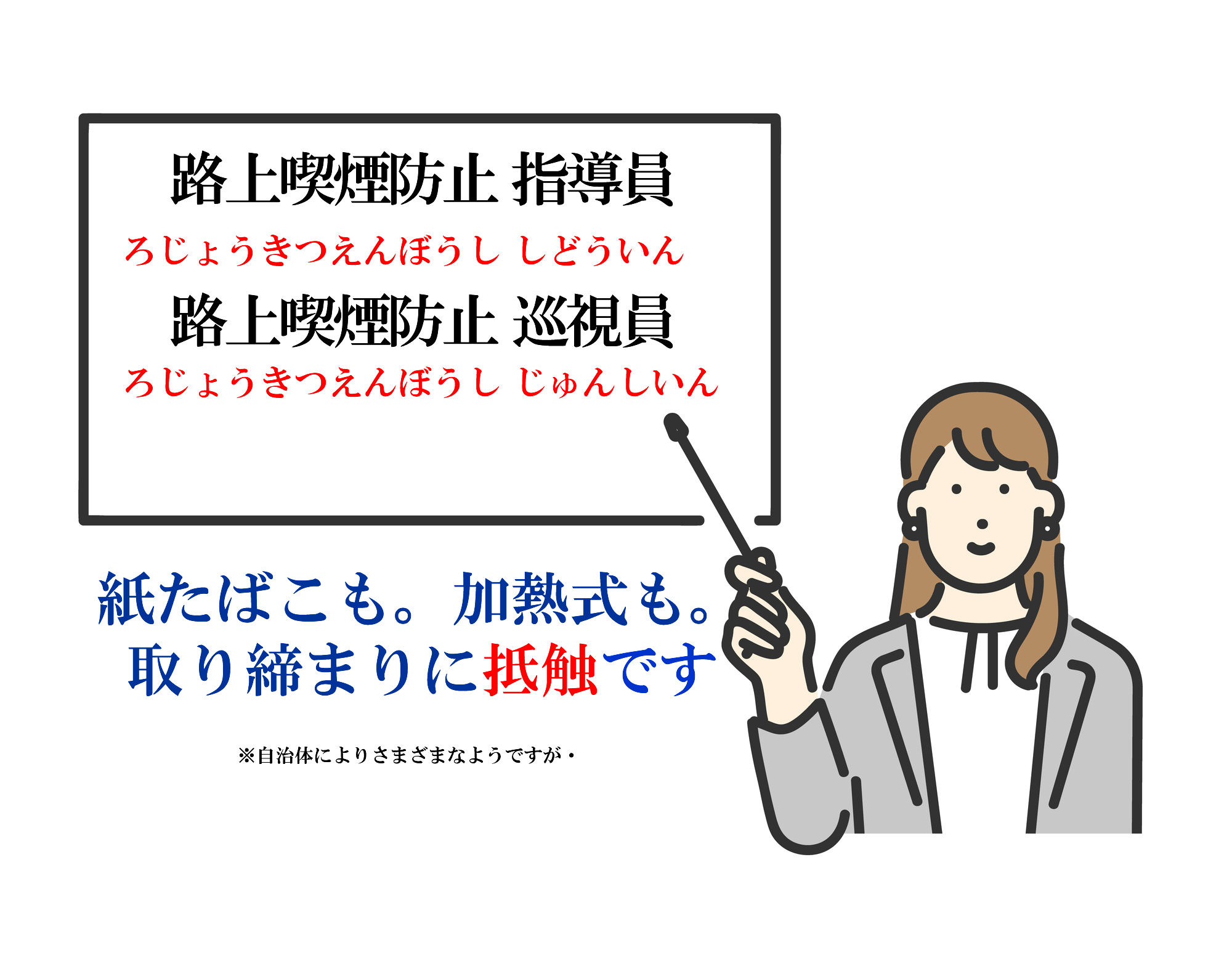 路上喫煙防止指導員（巡視員）2024年11月から加熱式たばこも過料の対象となった